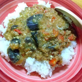 ★電子レンジ★ナスとトマトのキーマカレー